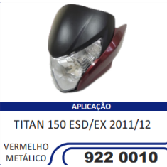 Carenagem Farol Completa Compatível Titan-150 2011/2012 (Vermelho Metálico) Sportive